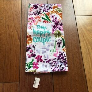 Anthropologie NWT Floral 'To The Happy Couple' Dish  Towel